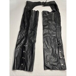 Vintage X Element Motorcycle Harley leather chaps size 14 Biker Pants Black